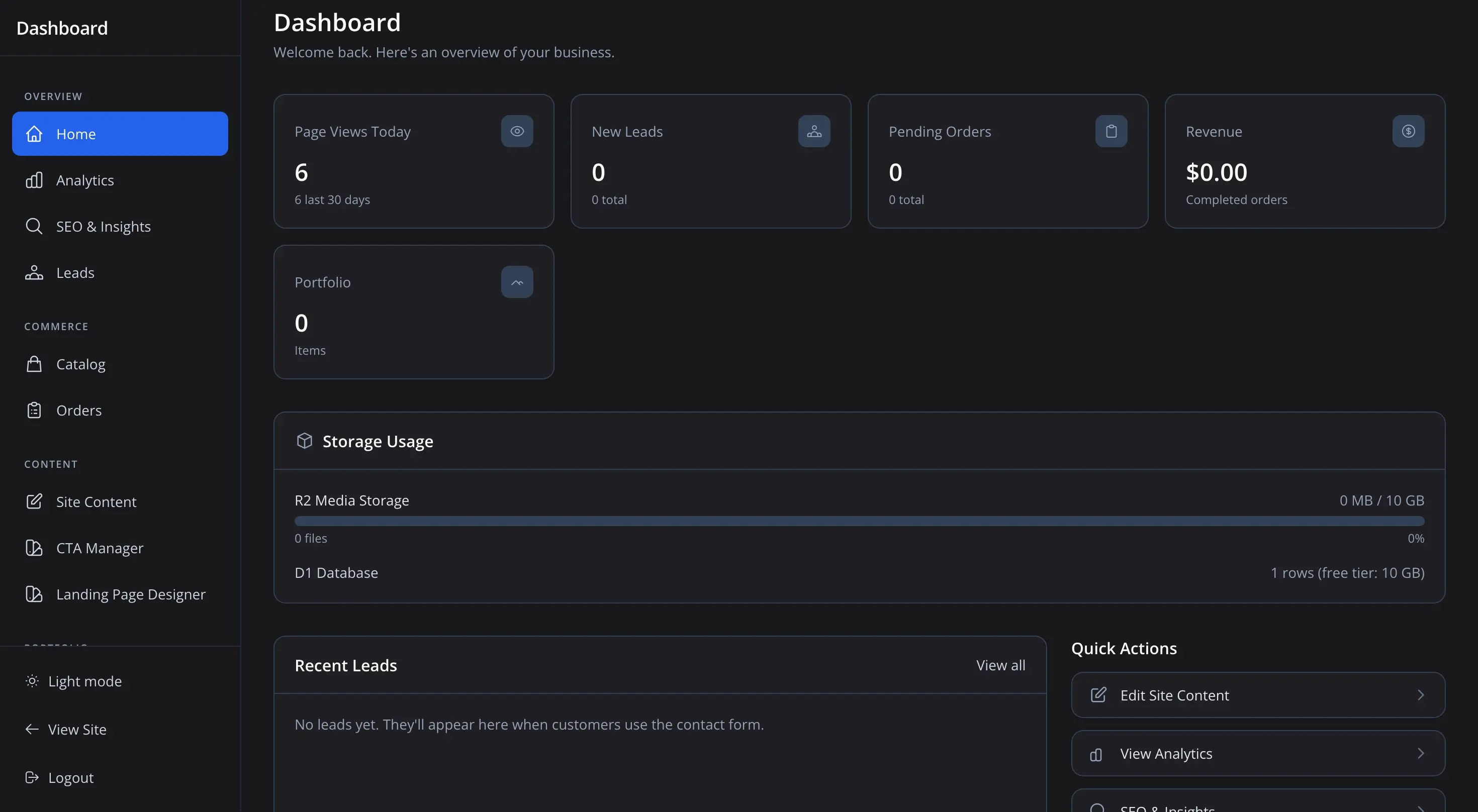 everyonegetsawebsite admin dashboard